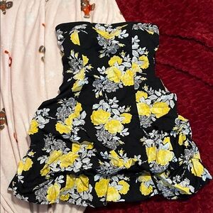 Vintage Bubble Floral Strapless Dress